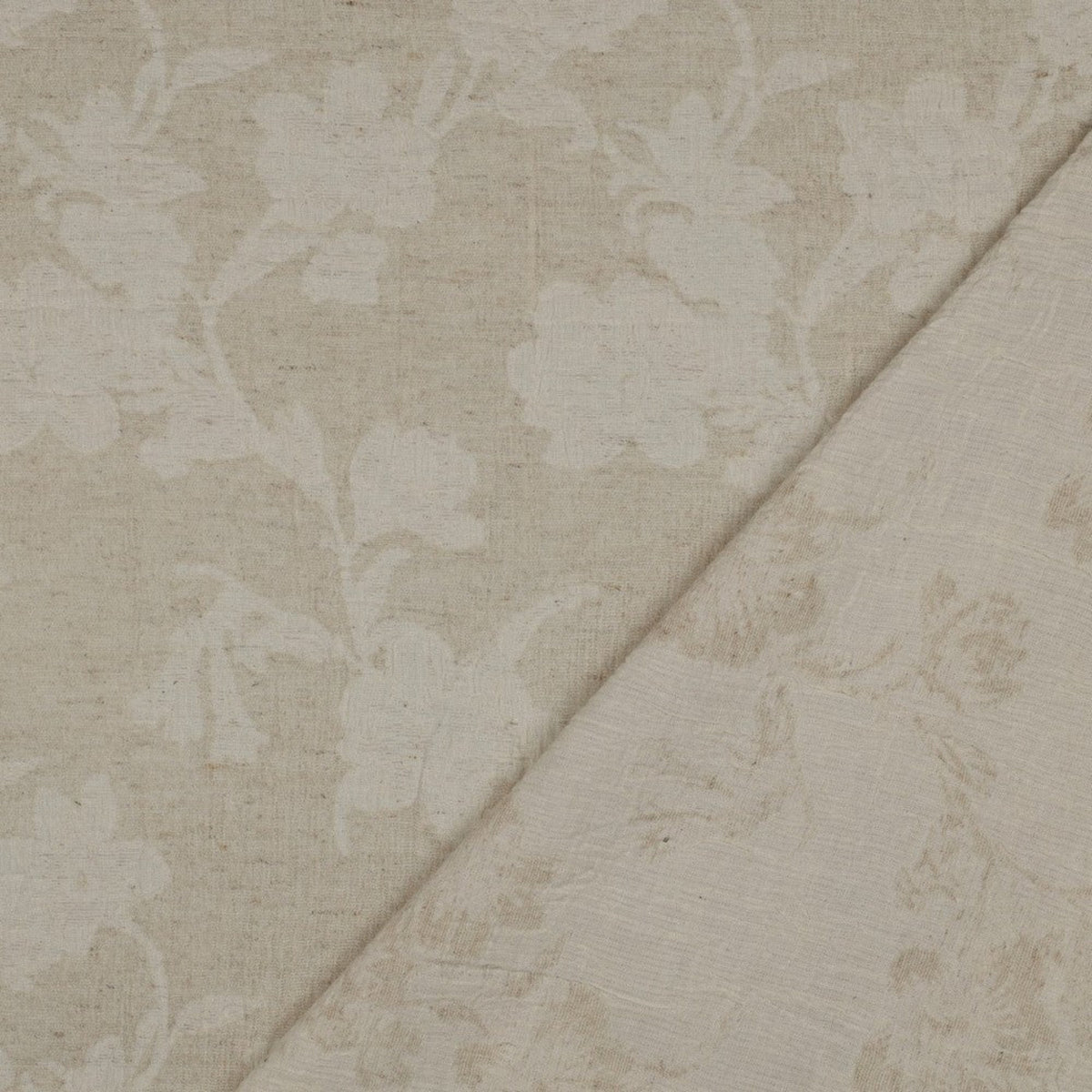 Baumwoll-Leinen-Jacquardstoff mit Blumenmuster - Natur (Stoffstück 135 cm x 145 cm)