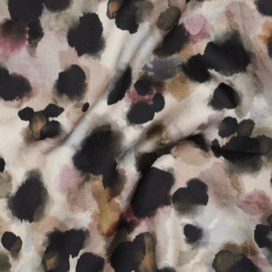 Baumwollsatin-Stoff mit abstraktem Animal-Print - Beige, Oeko-Tex Zertifiziert (Meterware)