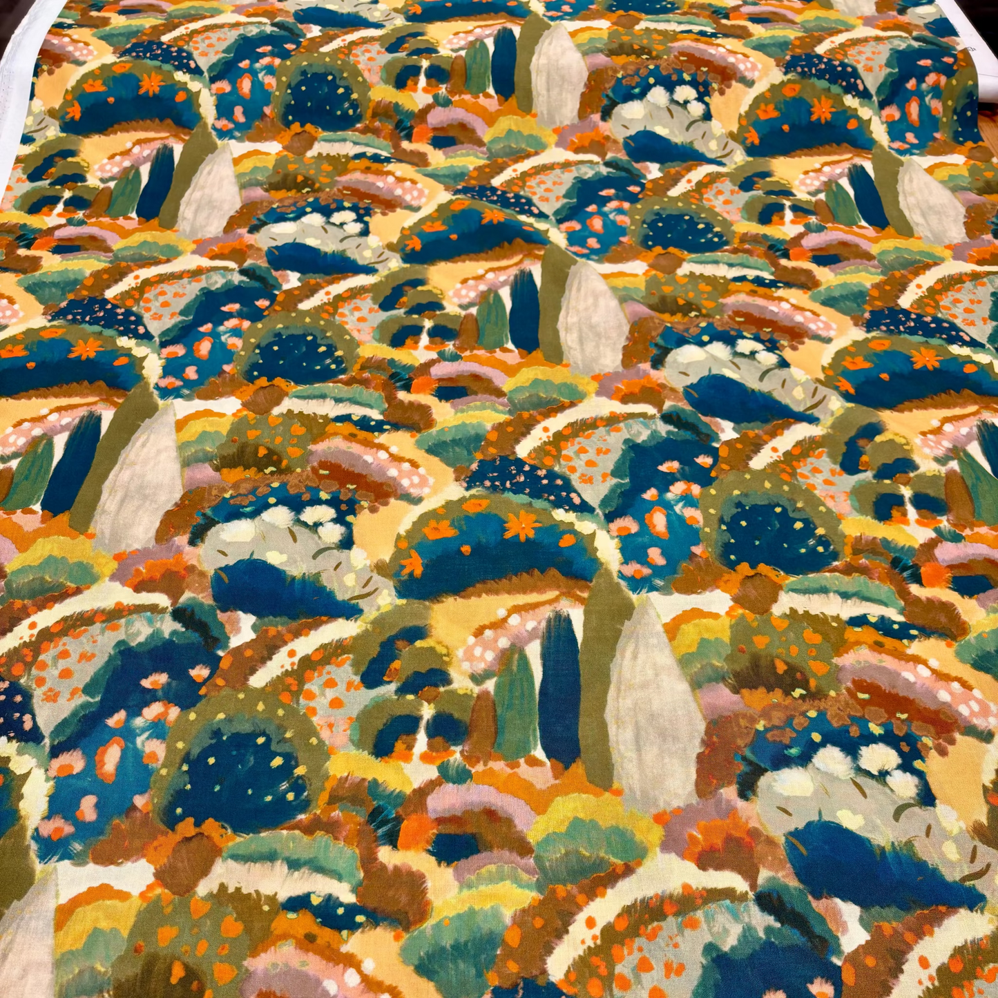 Atelier Jupe Romantic Landscape Baumwollstoff - Olivegrün, Oeko-Tex Zertifiziert (Meterware)