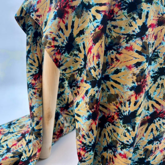 Viskosestoff mit Abstraktem Kunst-Print – Hellkhaki (Meterware)