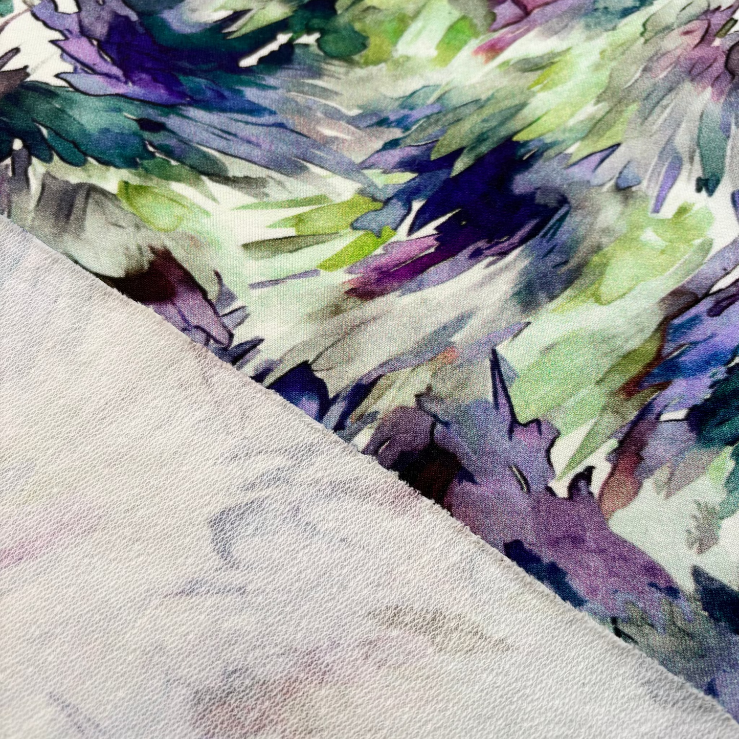 Molleton French Terry / Sweat d'été - Violet avec motif Pinceau abstrait, certifié Oeko-Tex (au mètre)