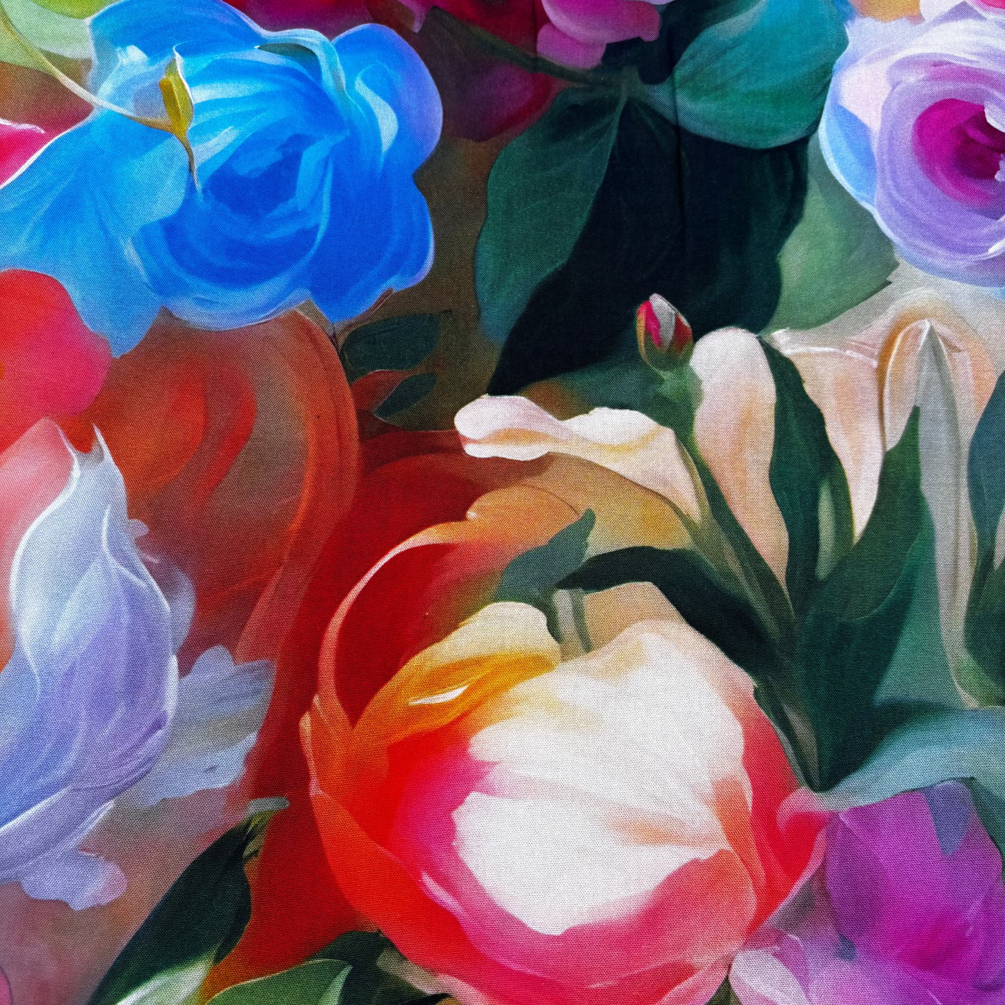 Viskosestoff mit Blumenmuster in Aquarell-Optik - Mehrfarbig (Meterware)