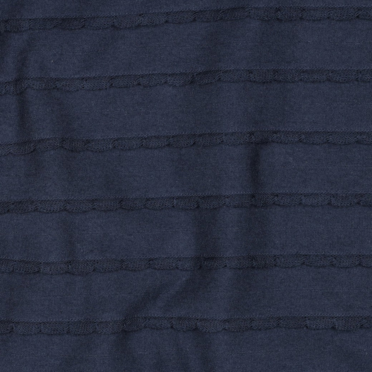 Baumwolljersey mit Rüschen - Marineblau, Oeko-Tex Zertifiziert (Meterware)