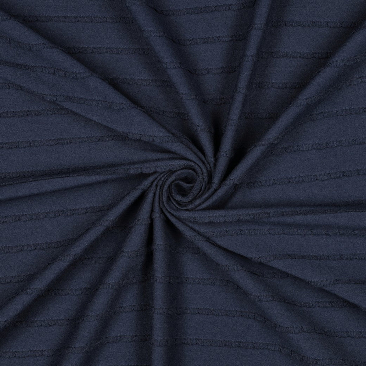 Baumwolljersey mit Rüschen - Marineblau, Oeko-Tex Zertifiziert (Meterware)