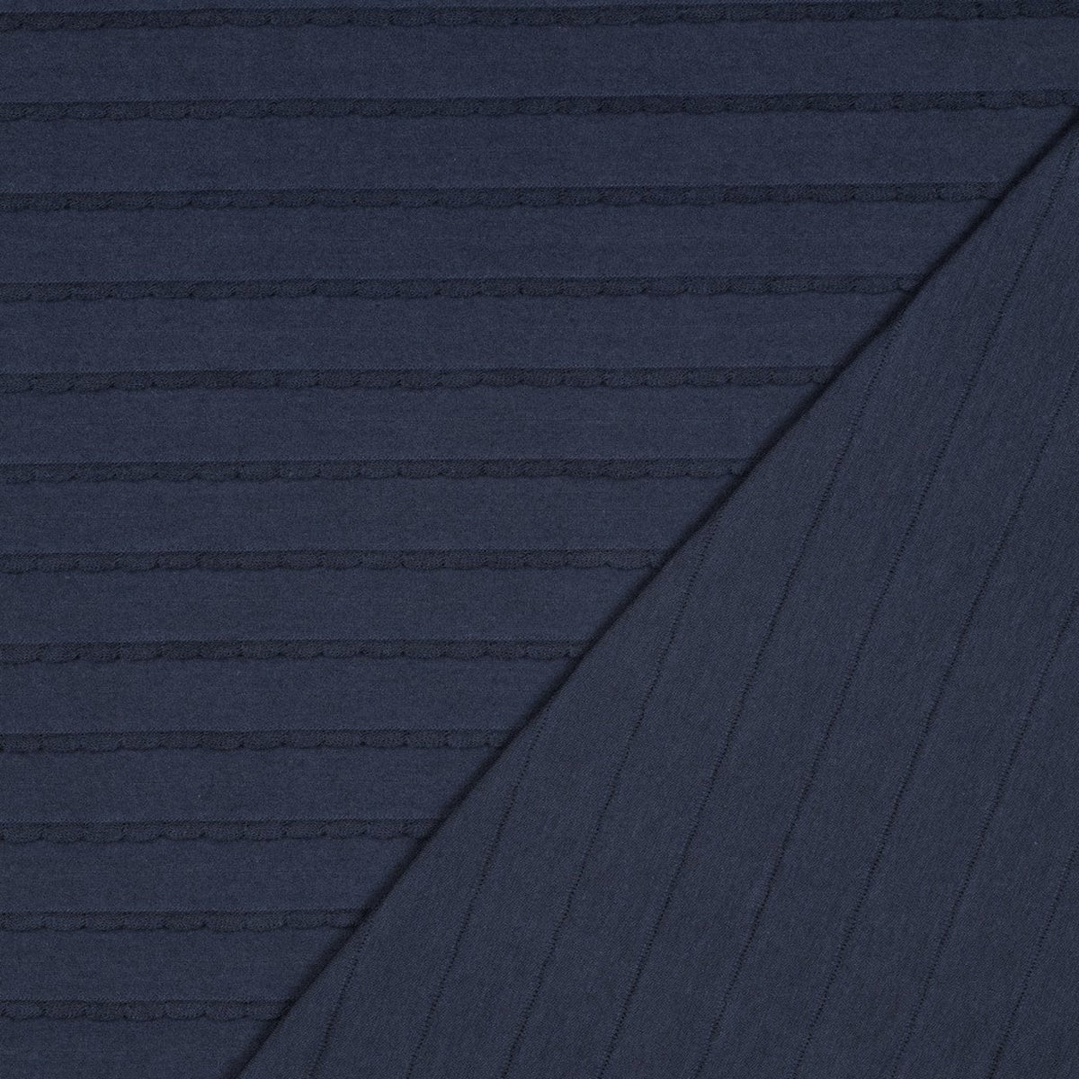 Baumwolljersey mit Rüschen - Marineblau, Oeko-Tex Zertifiziert (Meterware)