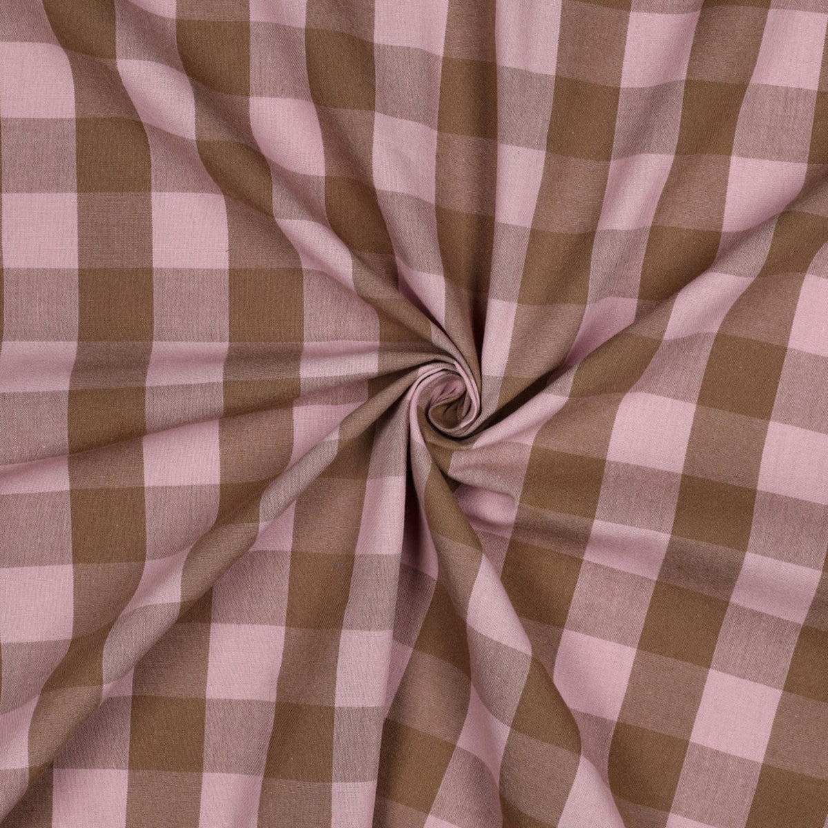 Baumwollstoff Garngefärbt Karo – Hellrosa & Braun, Oeko-Tex Zertifiziert (Meterware)