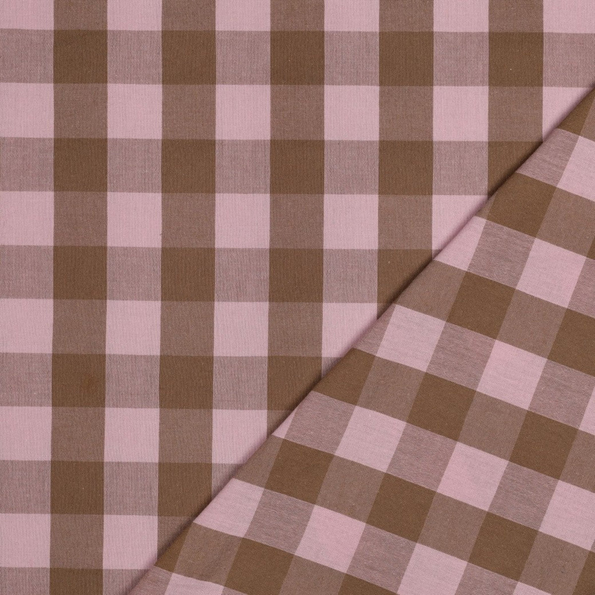 Baumwollstoff Garngefärbt Karo – Hellrosa & Braun, Oeko-Tex Zertifiziert (Meterware)