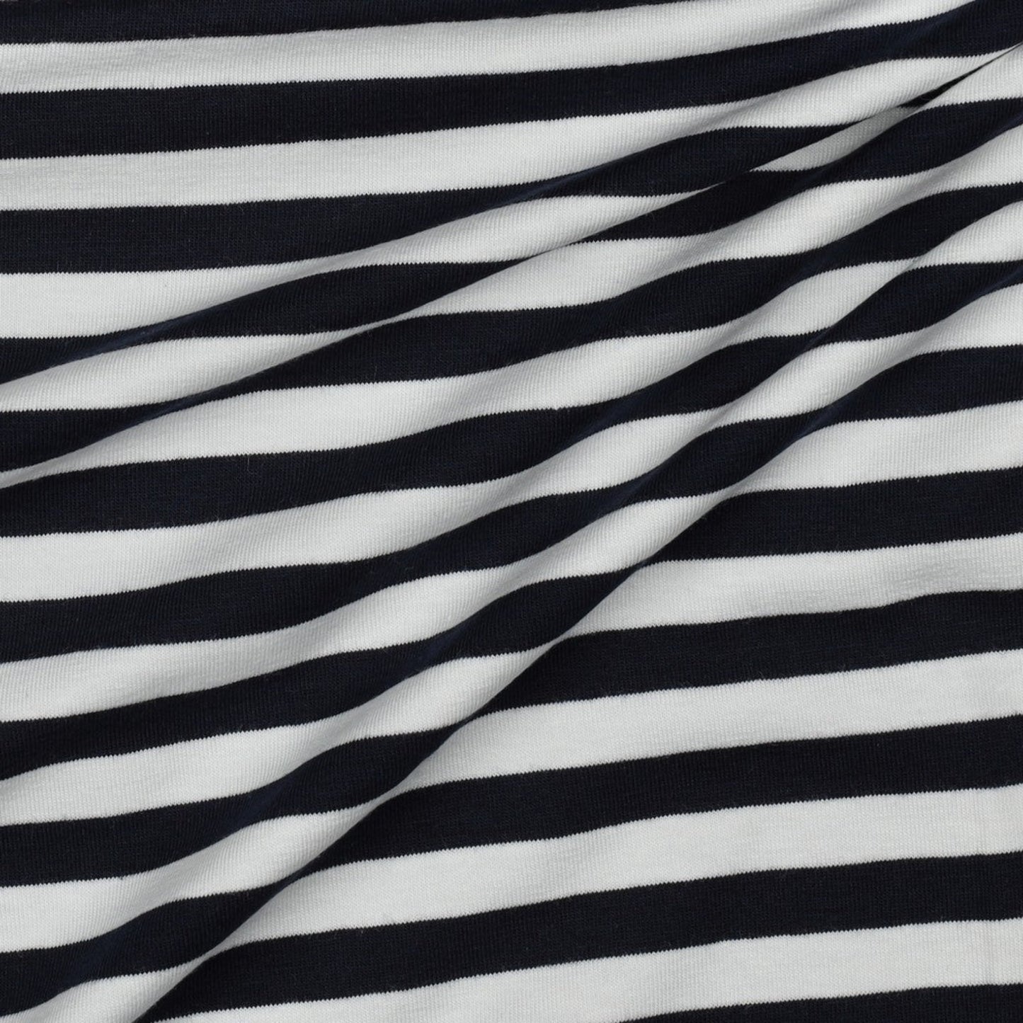 Jersey de coton teint fil rayé - Bleu marine, Certifié Oeko-Tex (au mètre)