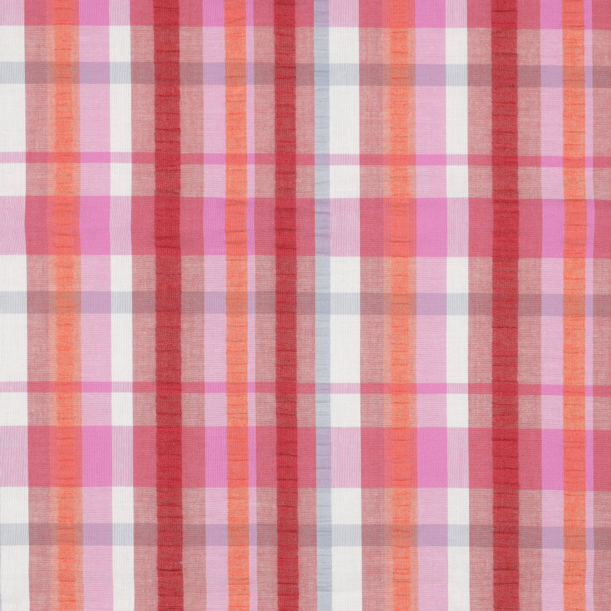 Baumwollstoff Seersucker Garngefärbt Karos - Rosa, Oeko-Tex Zertifiziert (Meterware)