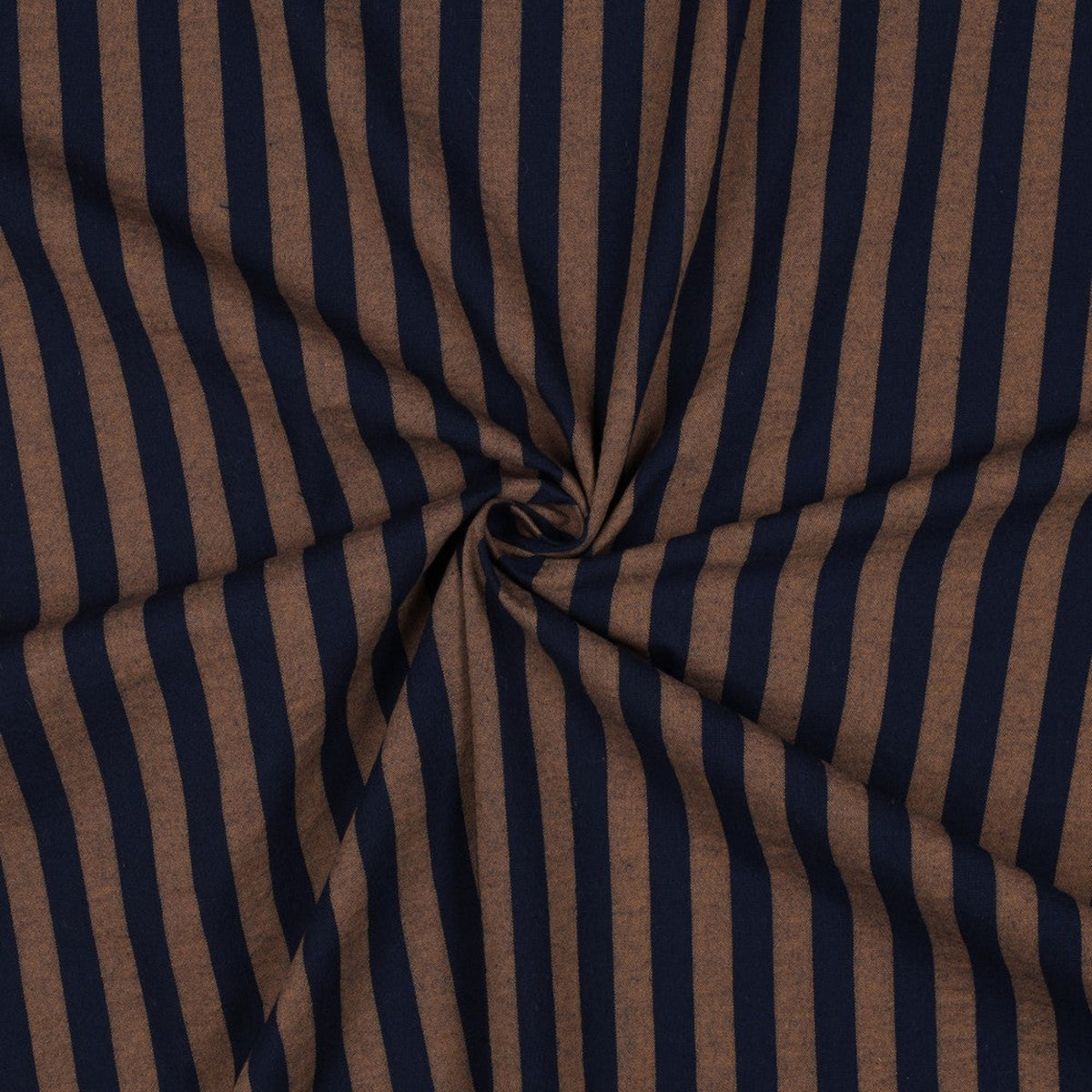 Baumwollstoff Garngefärbt Streifen – Marineblau & Hellbraun, Oeko-Tex Zertifiziert (Meterware)