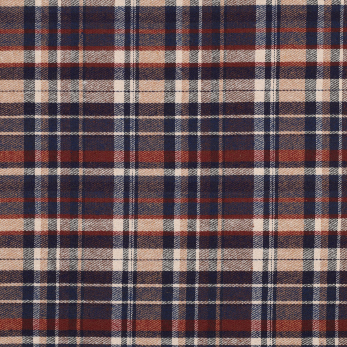 Garngefärbter, angerauter Baumwollstoff mit Karomuster - Marineblau, OEKO-TEX® zertifiziert (Meterware)