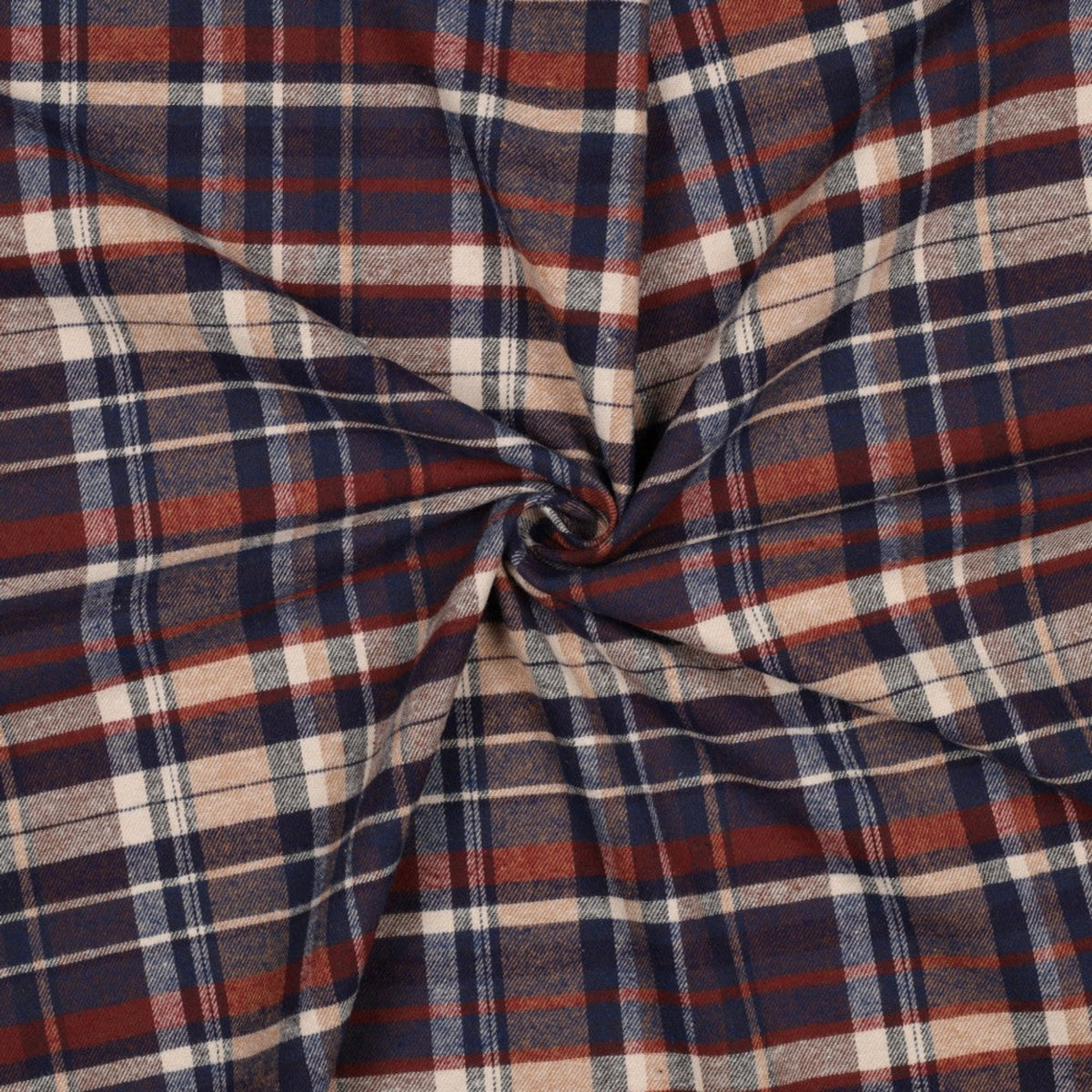 Garngefärbter, angerauter Baumwollstoff mit Karomuster - Marineblau, OEKO-TEX® zertifiziert (Meterware)