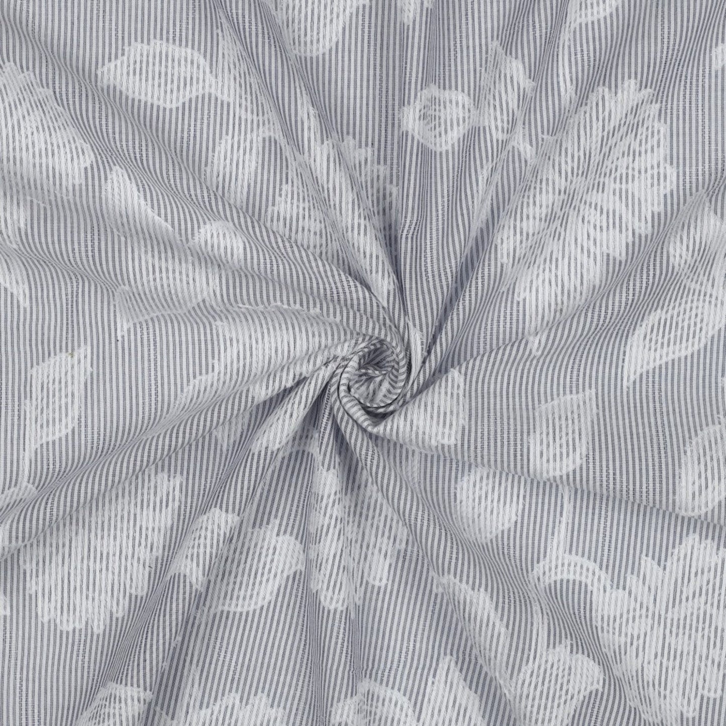 Baumwollstoff Garngefärbt Streifen Jacquard Blumen - Marineblau, Oeko-Tex Zertifiziert (Meterware)