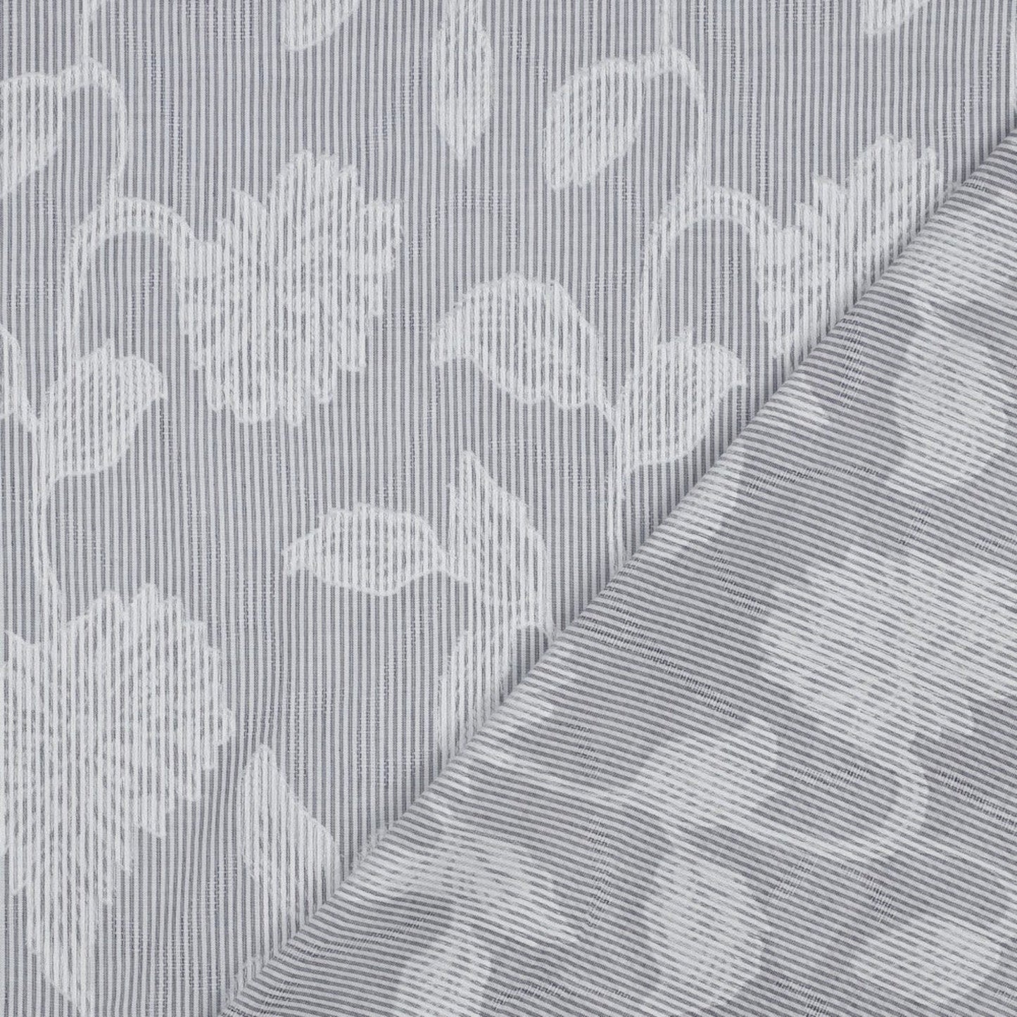 Baumwollstoff Garngefärbt Streifen Jacquard Blumen - Marineblau, Oeko-Tex Zertifiziert (Meterware)