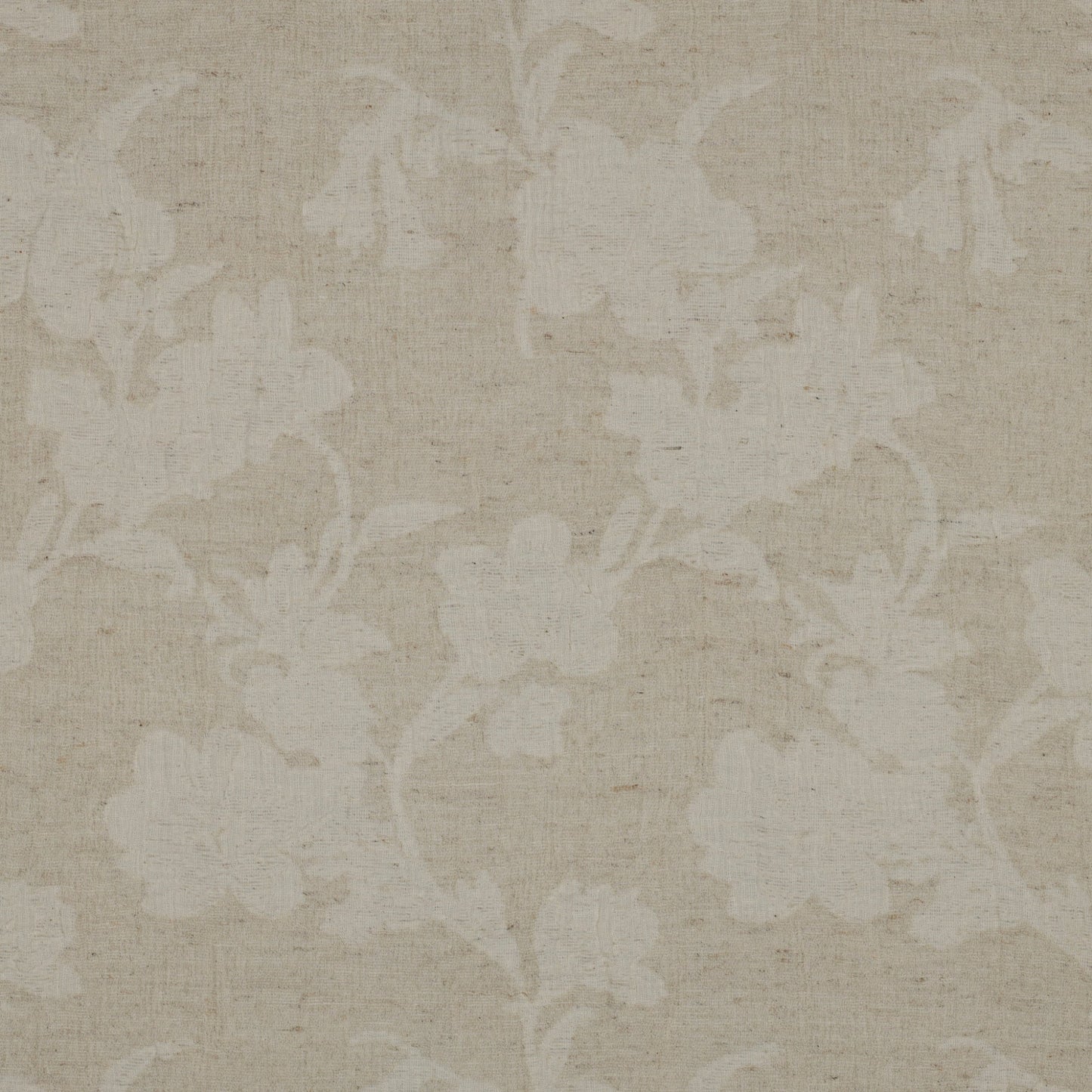 Baumwoll-Leinen-Jacquardstoff mit Blumenmuster - Natur (Meterware)