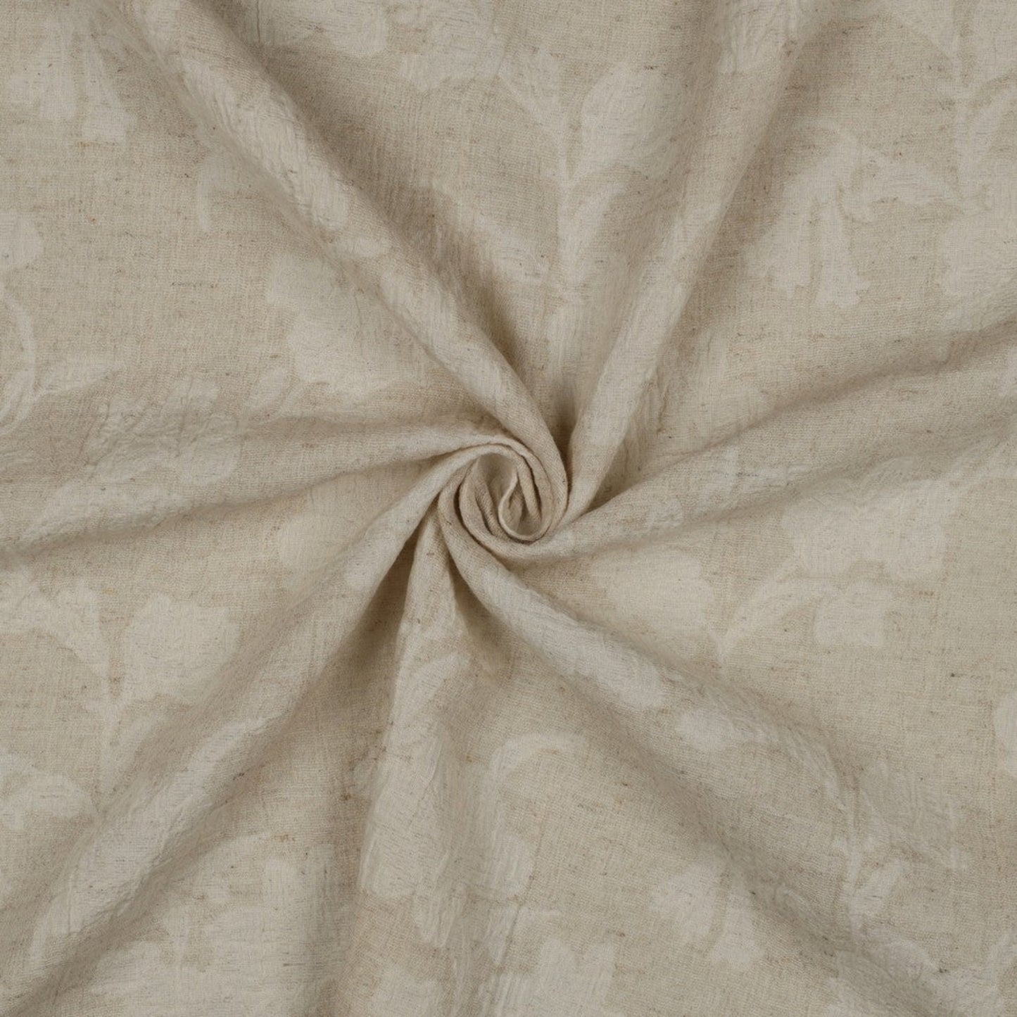 Baumwoll-Leinen-Jacquardstoff mit Blumenmuster - Natur (Meterware)