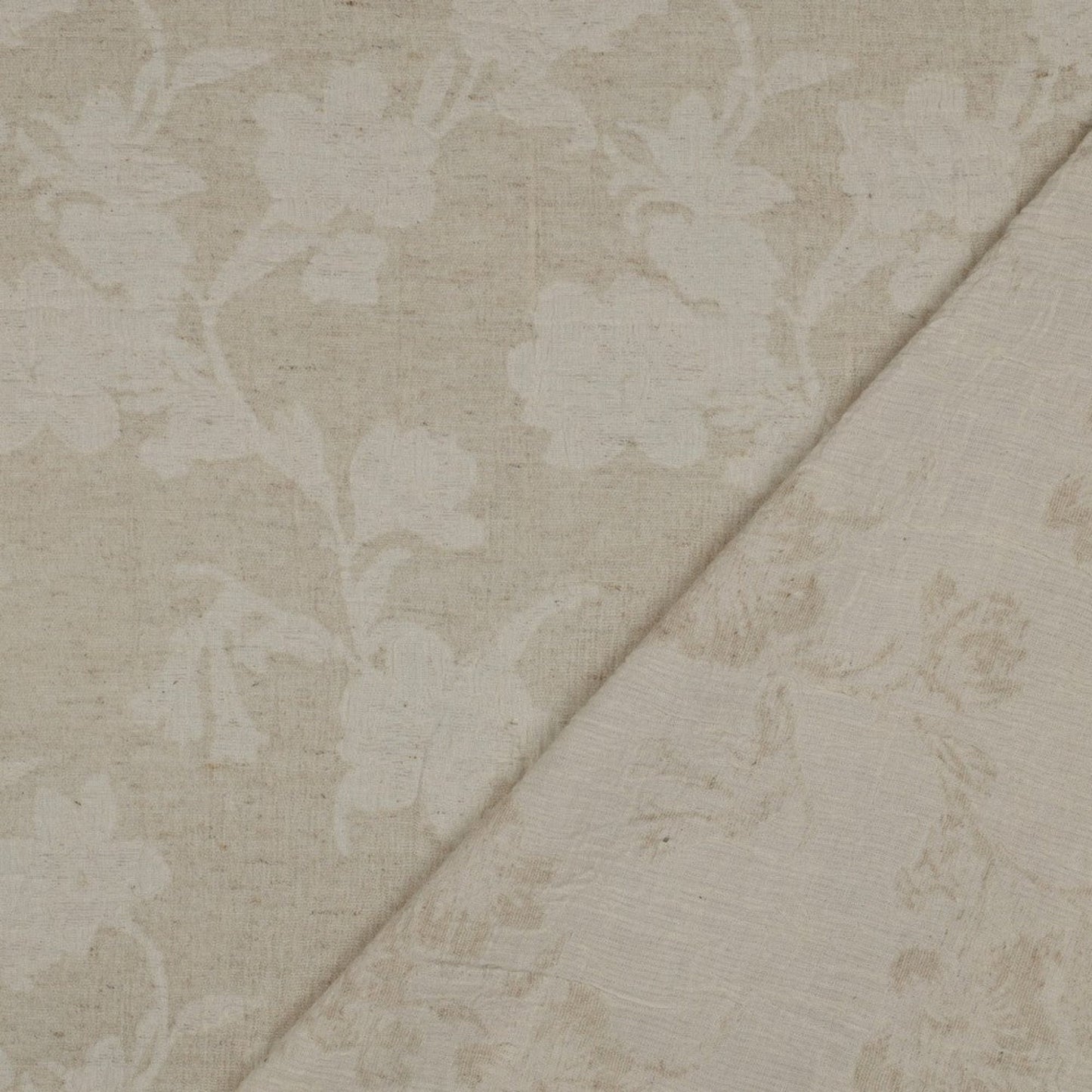 Baumwoll-Leinen-Jacquardstoff mit Blumenmuster - Natur (Meterware)