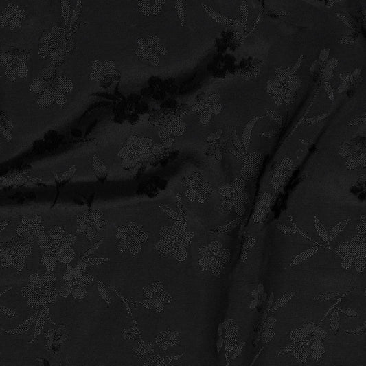 Viskose-Jacquardstoff mit Blumenmuster - Schwarz, OEKO-TEX® zertifiziert (Meterware)