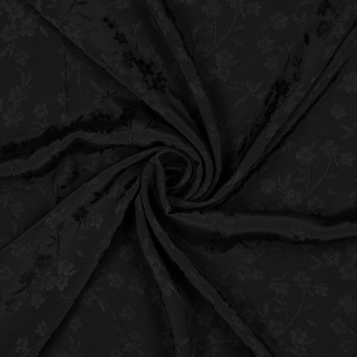 Viskose-Jacquardstoff mit Blumenmuster - Schwarz, OEKO-TEX® zertifiziert (Meterware)