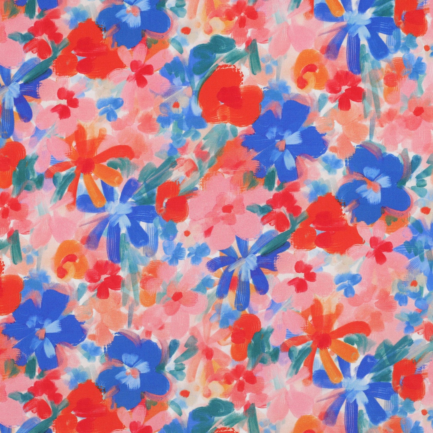 Viskosestoff mit Abstraktem Blumenmuster, Rosa (Meterware)