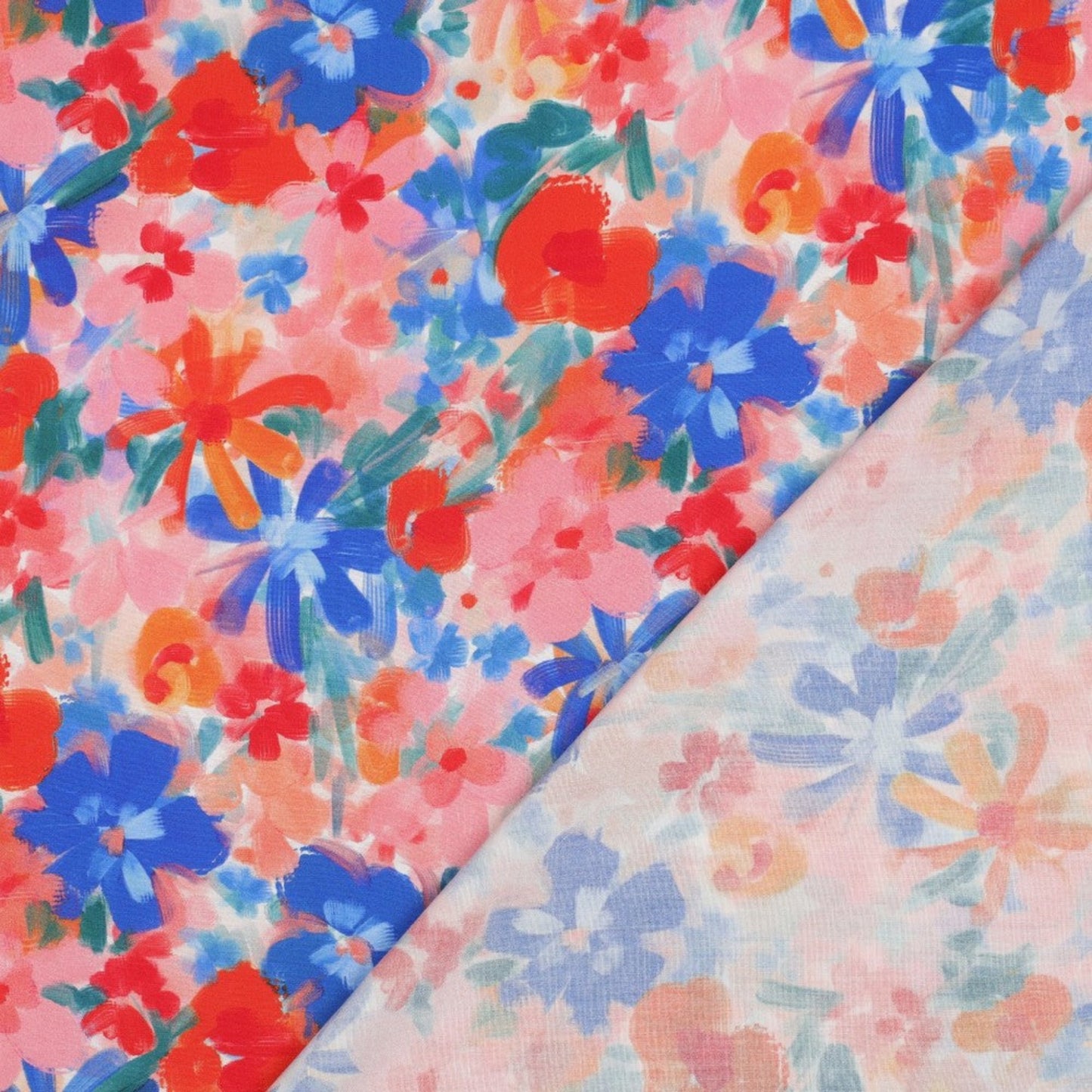 Viskosestoff mit Abstraktem Blumenmuster, Rosa (Meterware)