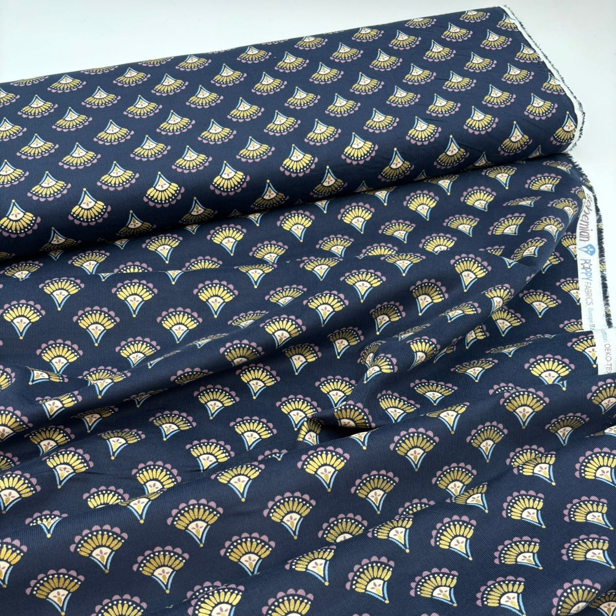 Baumwoll-Feincord mit Boho-Glitzermuster – Marineblau, Oeko-Tex Zertifiziert (Meterware)