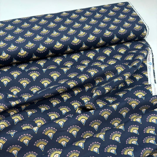 Baumwoll-Feincord mit Boho-Glitzermuster – Marineblau, Oeko-Tex Zertifiziert (Meterware)
