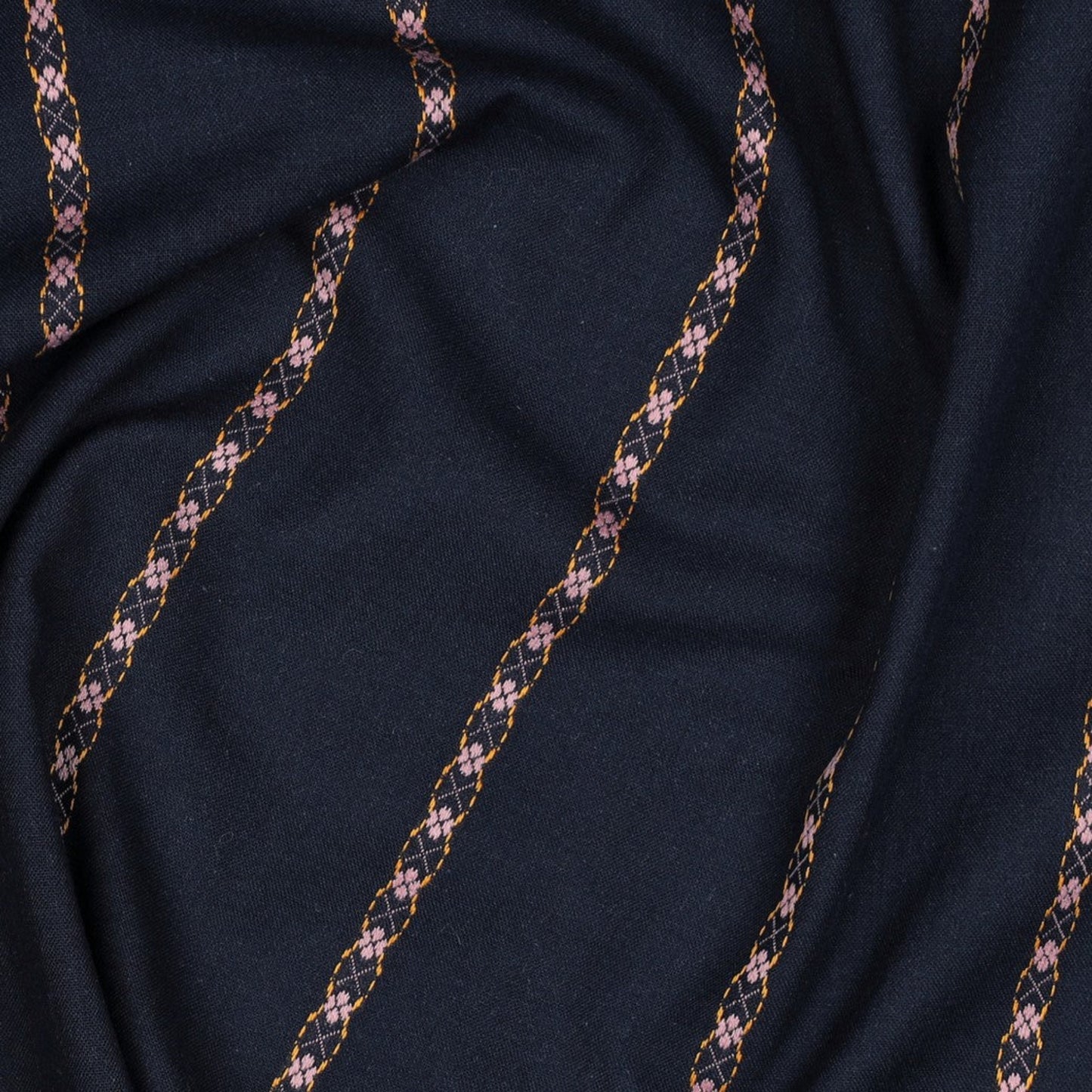 Baumwollvoile mit Jacquard-Dobbystreifen - marineblau & rosa, OEKO-TEX® zertifiziert (Meterware)