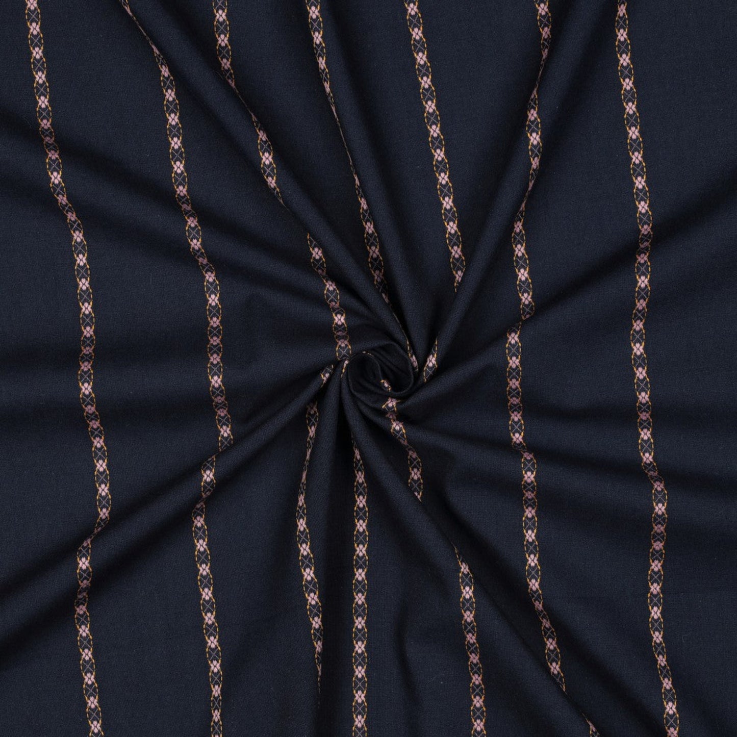 Baumwollvoile mit Jacquard-Dobbystreifen - marineblau & rosa, OEKO-TEX® zertifiziert (Meterware)