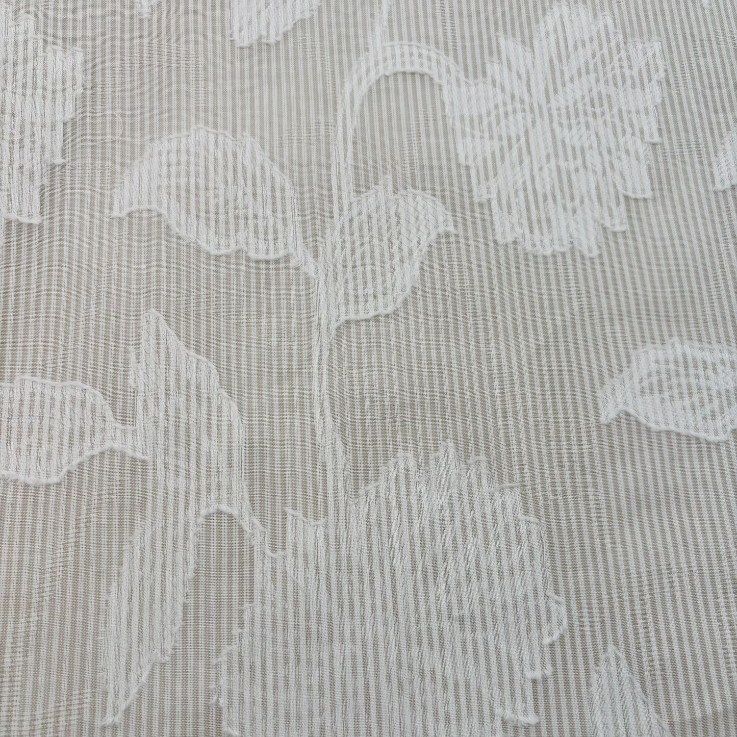 Baumwollstoff Garngefärbt Streifen Jacquard Blumen - Sand, Oeko-Tex Zertifiziert (Meterware)