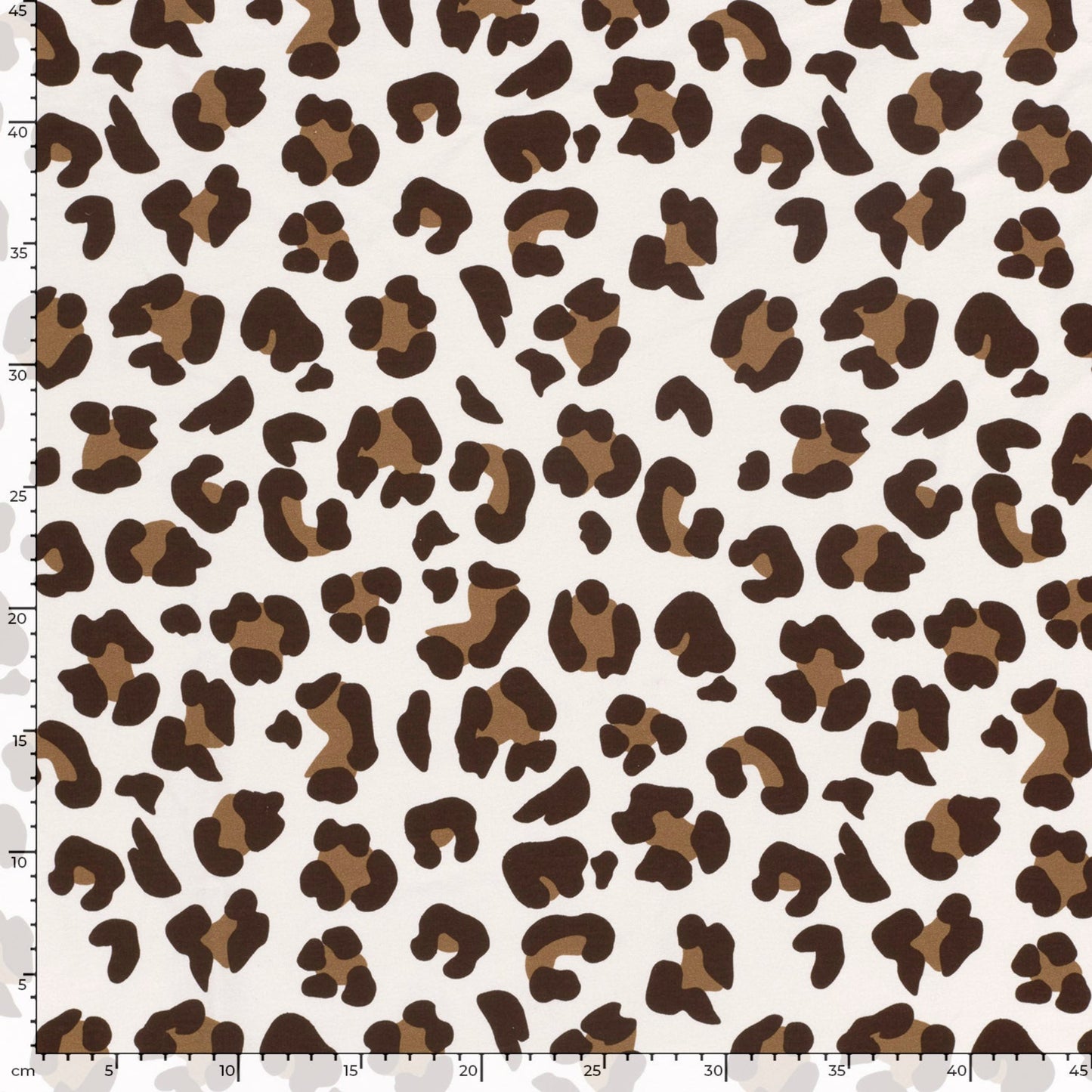 French Terry Sweatstoff Leopard Print / Sommersweat – Wollweiß, Oeko-Tex Zertifiziert (Meterware)