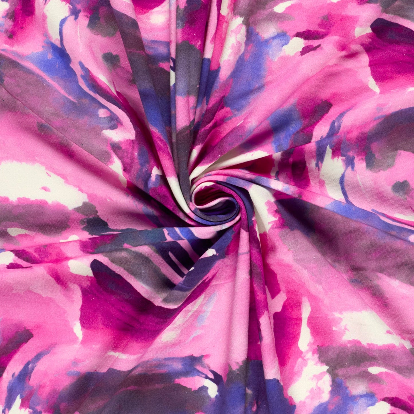French Terry Sweatstoff / Sommersweat –  Fuchsia mit Lebendigem Abstraktem Design, Oeko-Tex Zertifiziert (Meterware)