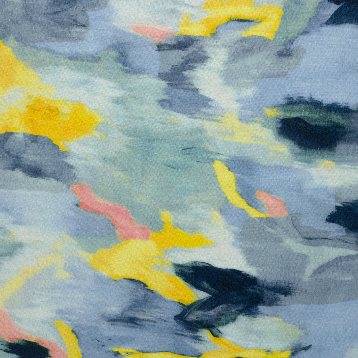 Viskose-Leinen Stoff mit Aquarell-Muster – Hellblau, Oeko-Tex Zertifiziert (Meterware)