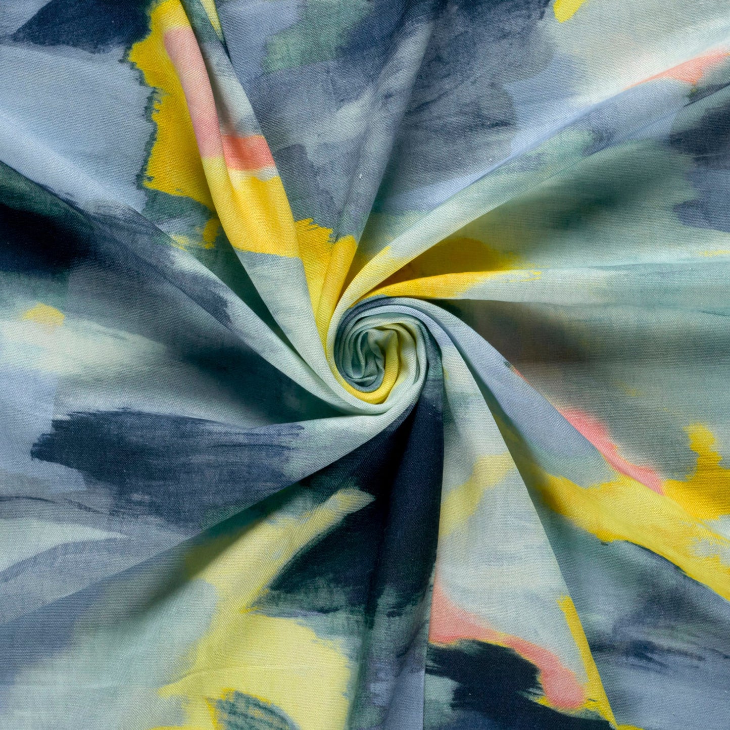 Viskose-Leinen Stoff mit Aquarell-Muster – Hellblau, Oeko-Tex Zertifiziert (Meterware)