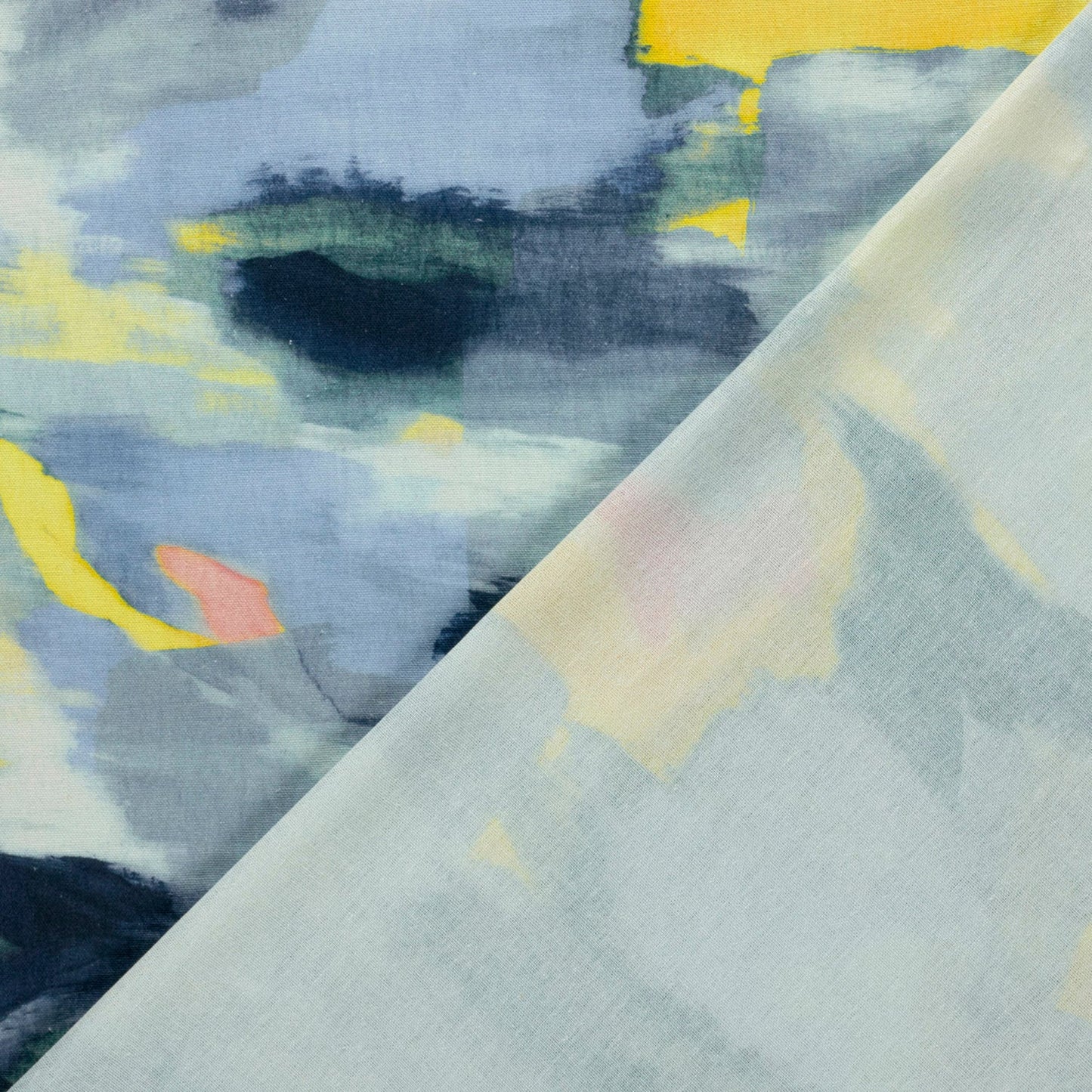 Viskose-Leinen Stoff mit Aquarell-Muster – Hellblau, Oeko-Tex Zertifiziert (Meterware)