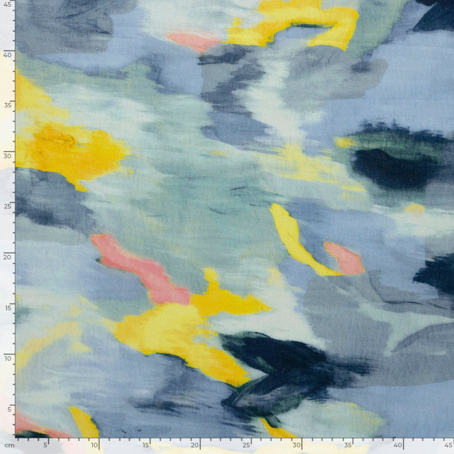 Viskose-Leinen Stoff mit Aquarell-Muster – Hellblau, Oeko-Tex Zertifiziert (Meterware)