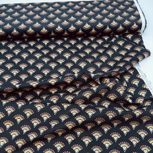 Baumwoll-Feincord mit Boho-Glitzermuster – Schwarz, Oeko-Tex Zertifiziert (Meterware)