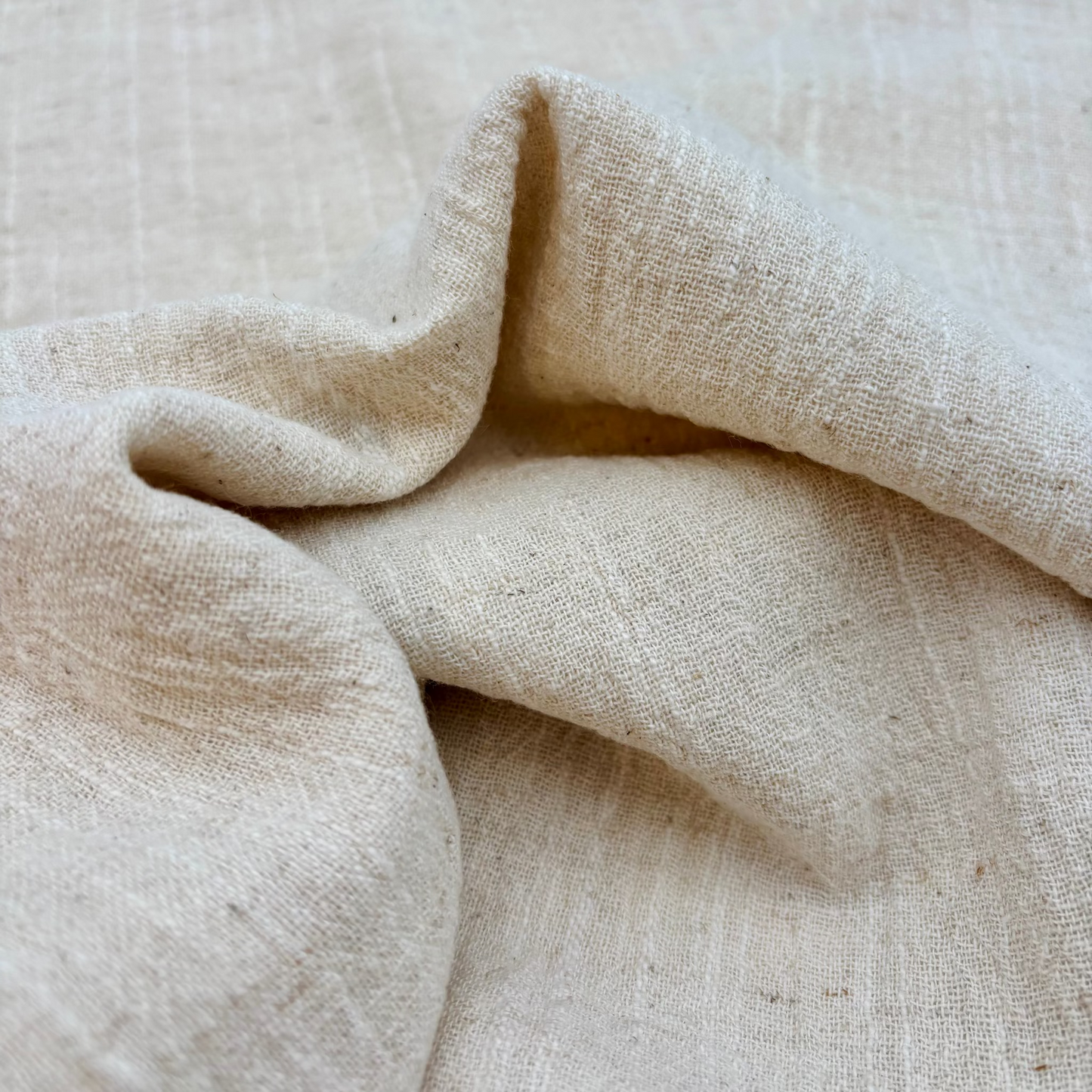Baumwoll-Leinen Slub Stoff (Gewaschen) - Naturfarbe, Oeko-Tex Zertifiziert (Meterware)