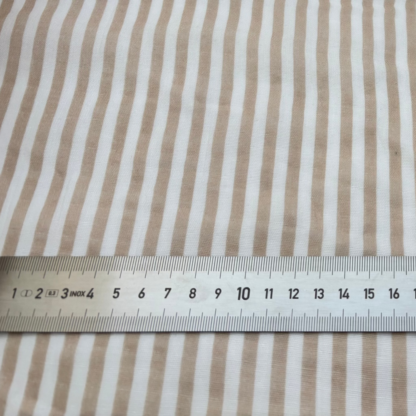 Doppel-Baumwollstoff Gestreift – Beige & Weiß, Oeko-Tex Zertifiziert (Meterware)
