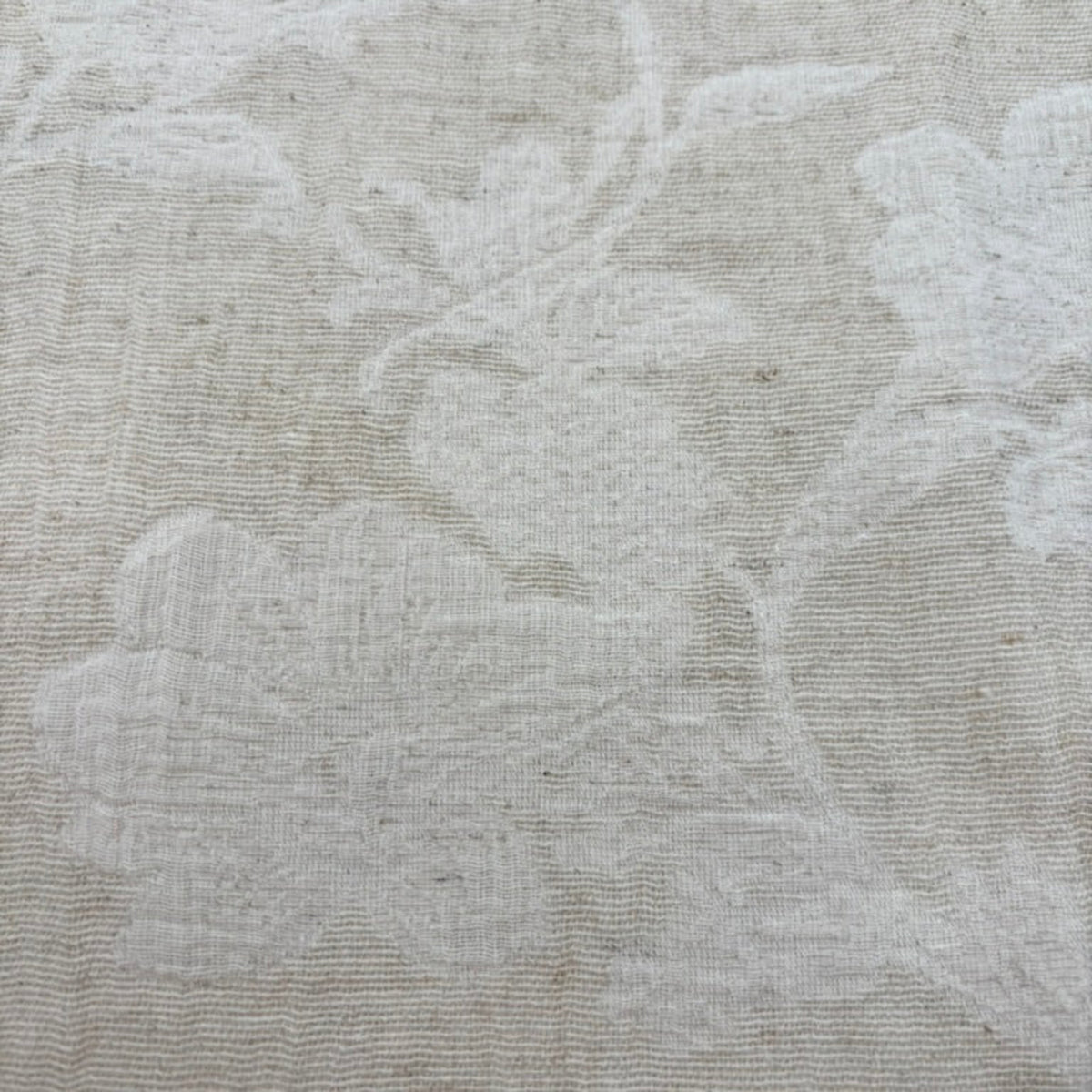 Cotton Linen Floral Jacquard Fabric - Natural (Per Meter)