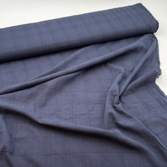 Baumwoll-Voile mit Dobby-Karomuster - Marineblau, Oeko-Tex Zertifiziert (Meterware)