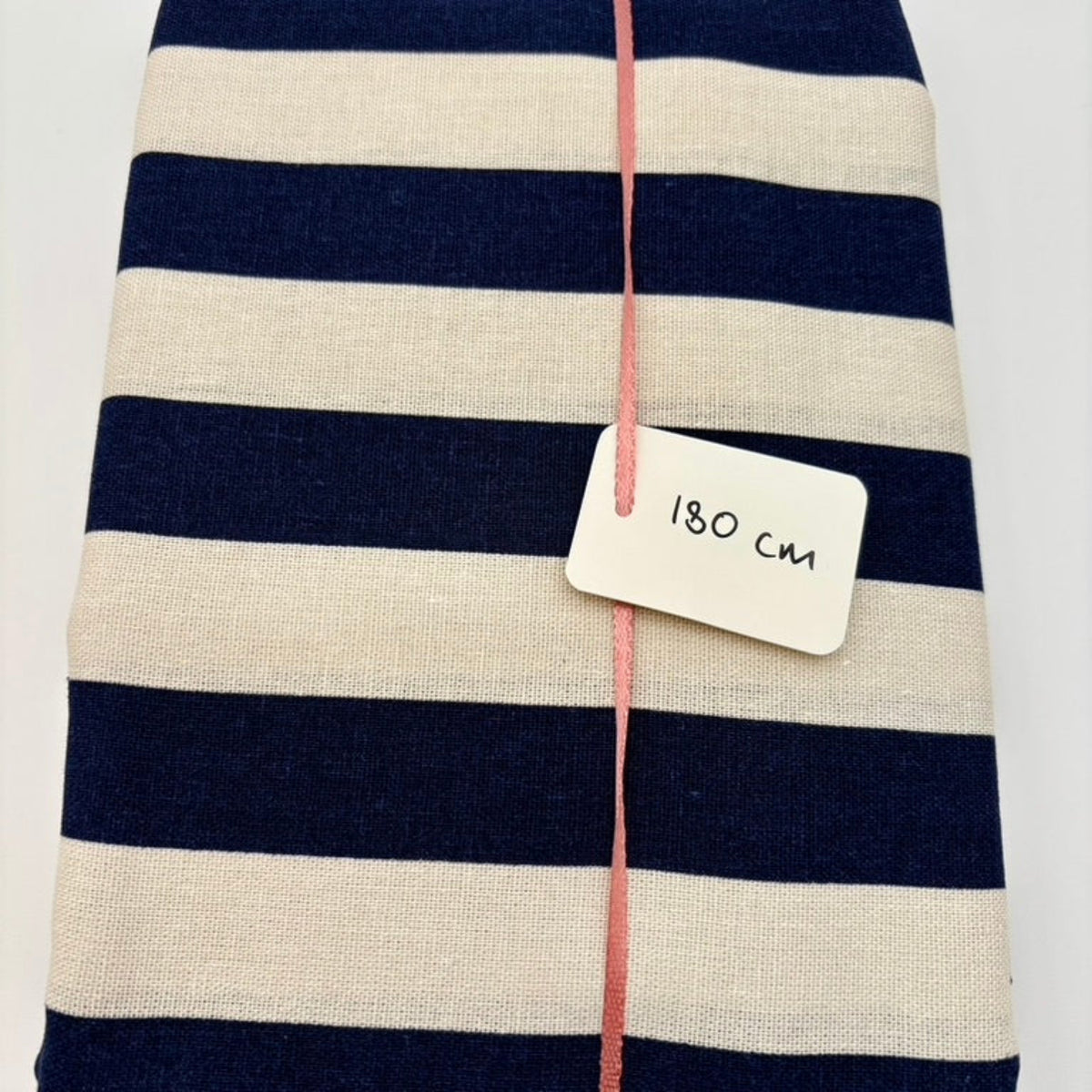 Viscose Linen Fabric with Classic Stripes – Navy & Ivory (per metre)