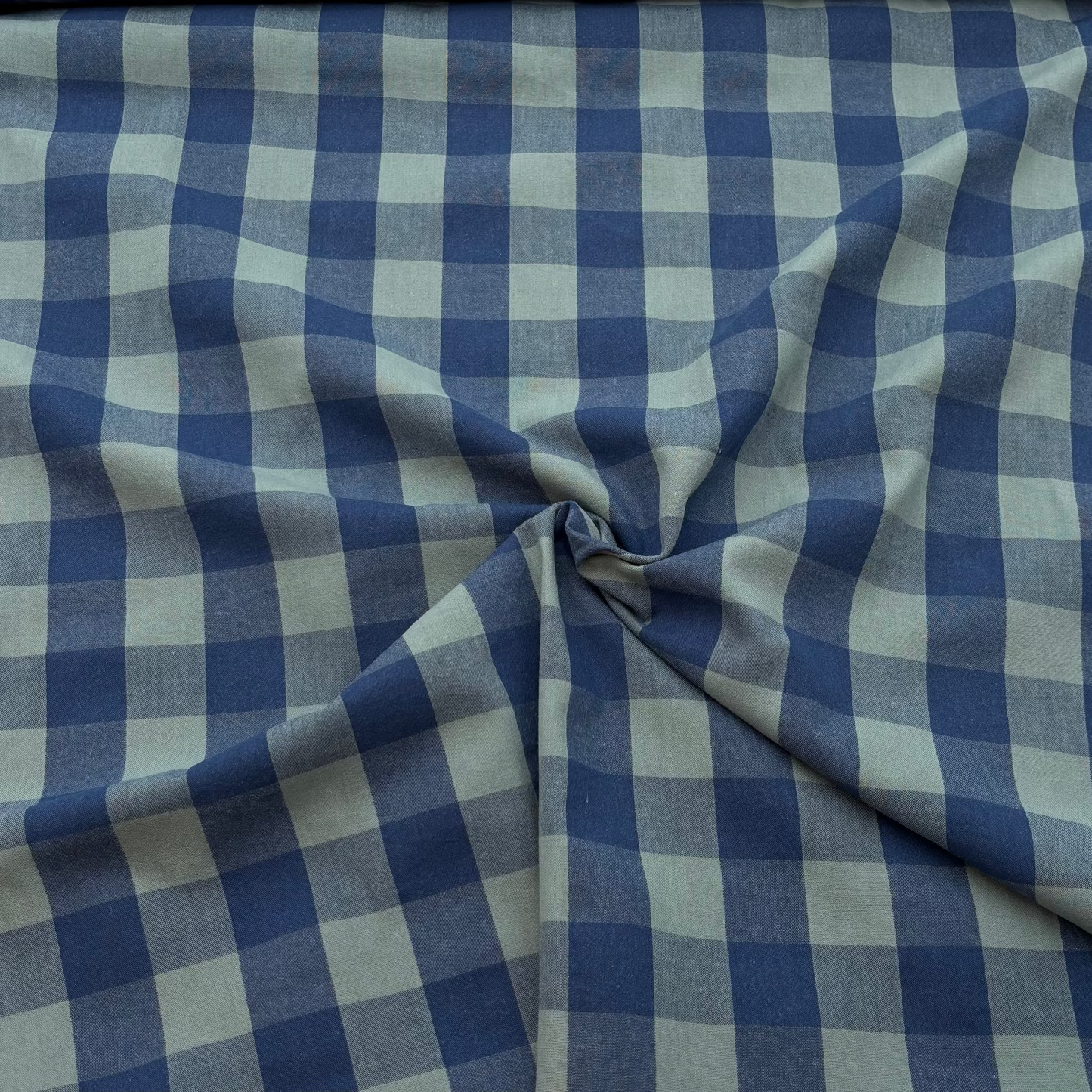Baumwollstoff Garngefärbt Karo – Blau & Grün, Oeko-Tex Zertifiziert (Meterware)