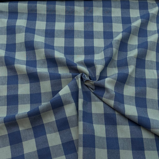 Baumwollstoff Garngefärbt Karo – Blau & Grün, Oeko-Tex Zertifiziert (Meterware)