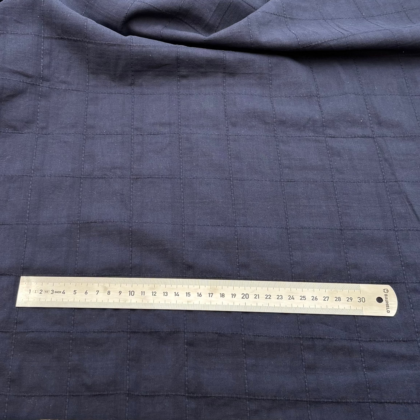 Baumwoll-Voile mit Dobby-Karomuster - Marineblau, Oeko-Tex Zertifiziert (Meterware)