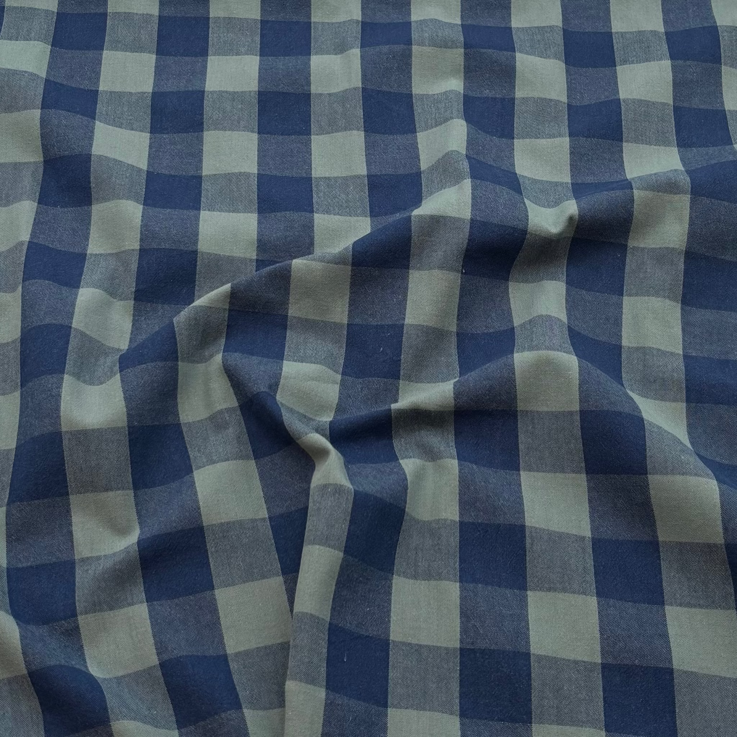 Baumwollstoff Garngefärbt Karo – Blau & Grün, Oeko-Tex Zertifiziert (Meterware)
