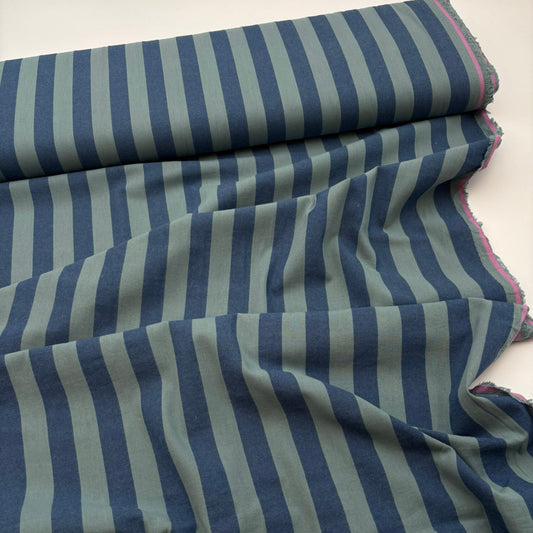 Baumwollstoff Garngefärbt Streifen – Blau & Grün, Oeko-Tex Zertifiziert (Meterware)