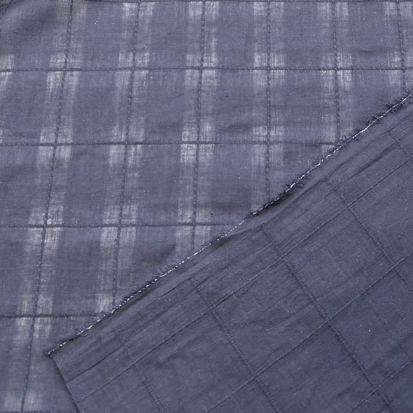 Baumwoll-Voile mit Dobby-Karomuster - Marineblau, Oeko-Tex Zertifiziert (Meterware)