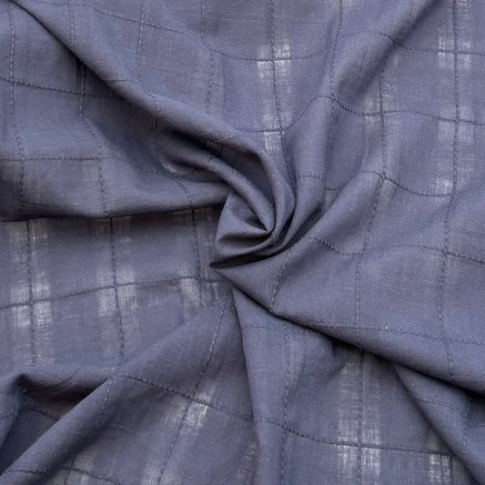 Baumwoll-Voile mit Dobby-Karomuster - Marineblau, Oeko-Tex Zertifiziert (Meterware)