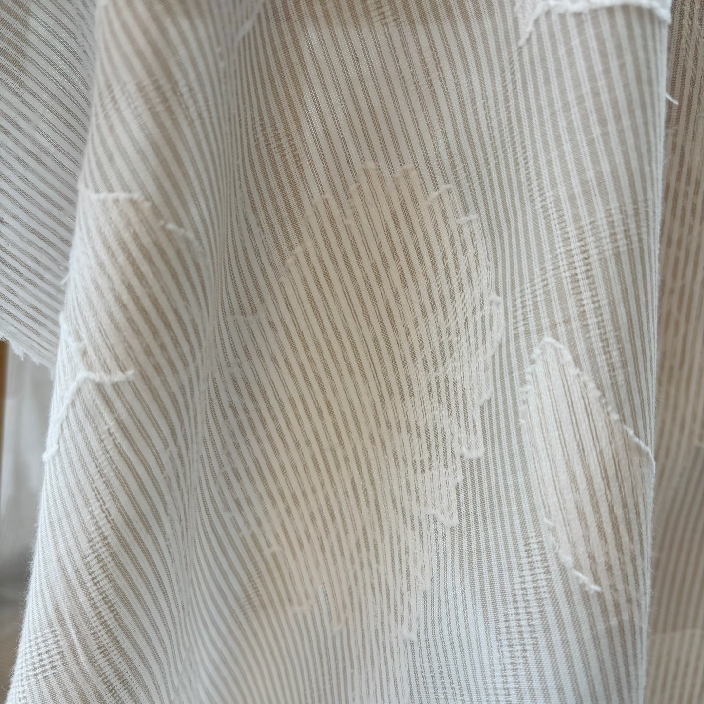 Baumwollstoff Garngefärbt Streifen Jacquard Blumen - Sand, Oeko-Tex Zertifiziert (Meterware)